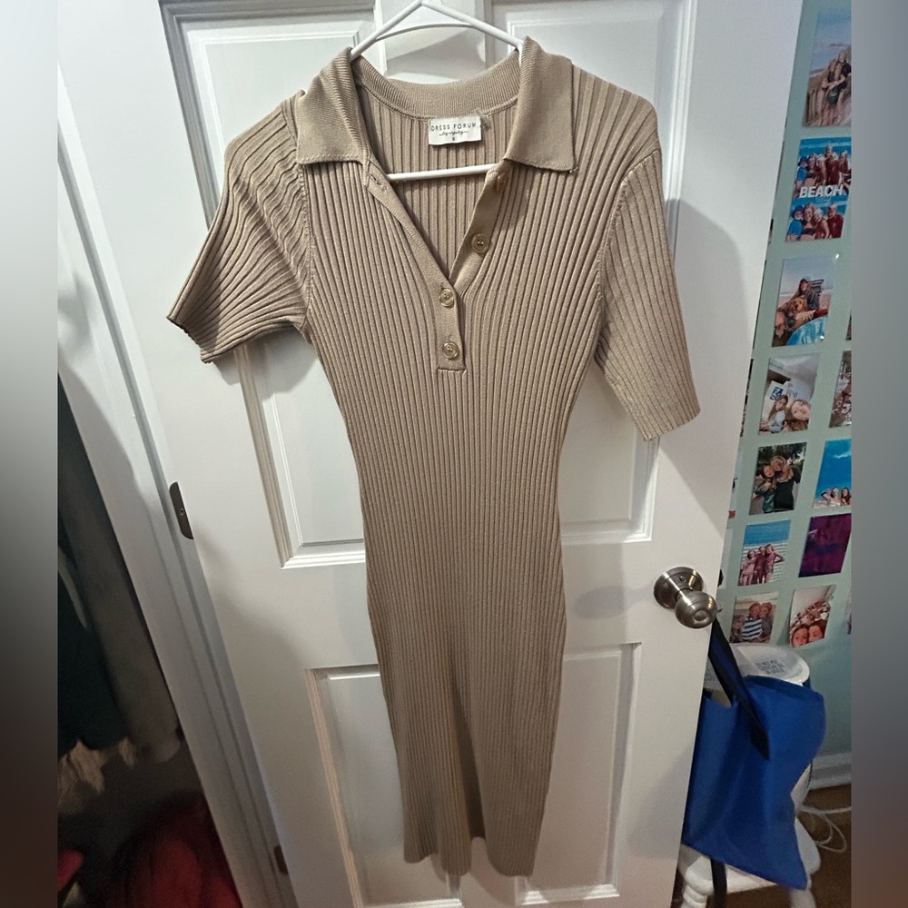 body shaping tan maxi dress